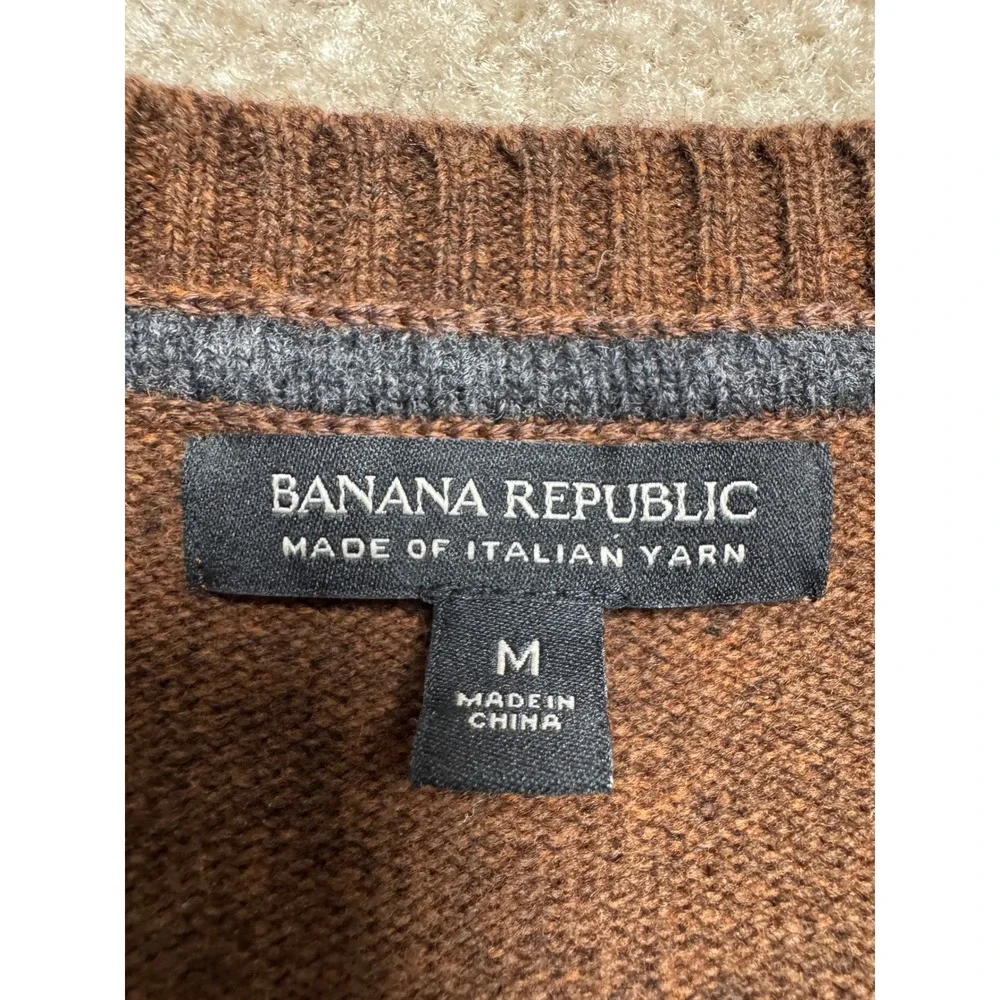 Banana Republic Merino Wool Crewneck Sweater Brown Men's Medium Italian Yarn